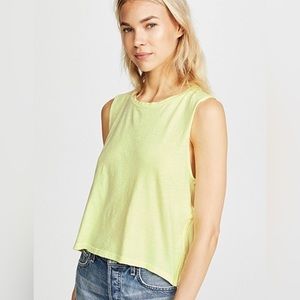 LNA Zoe Galaxy Zip Detail Muscle Tank Top Tee XS yellow